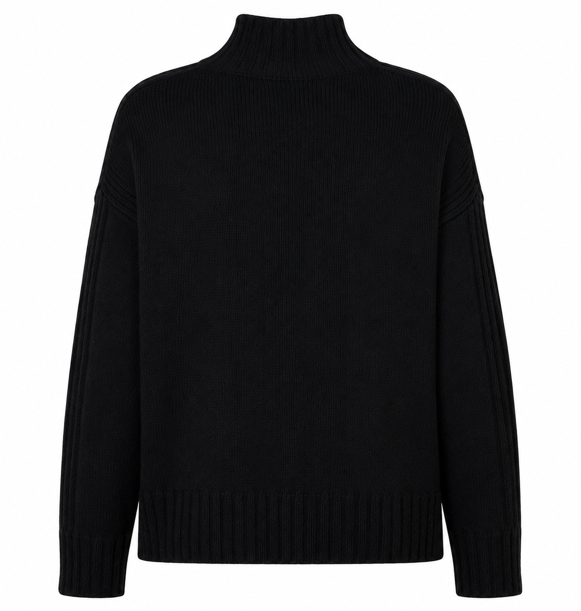 Alpha Studio Women High Neck Coste Mix Sweaters Black