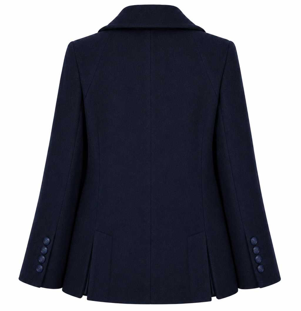 Loro Piana Fabric Women Coat Short Double-Breasted Blue