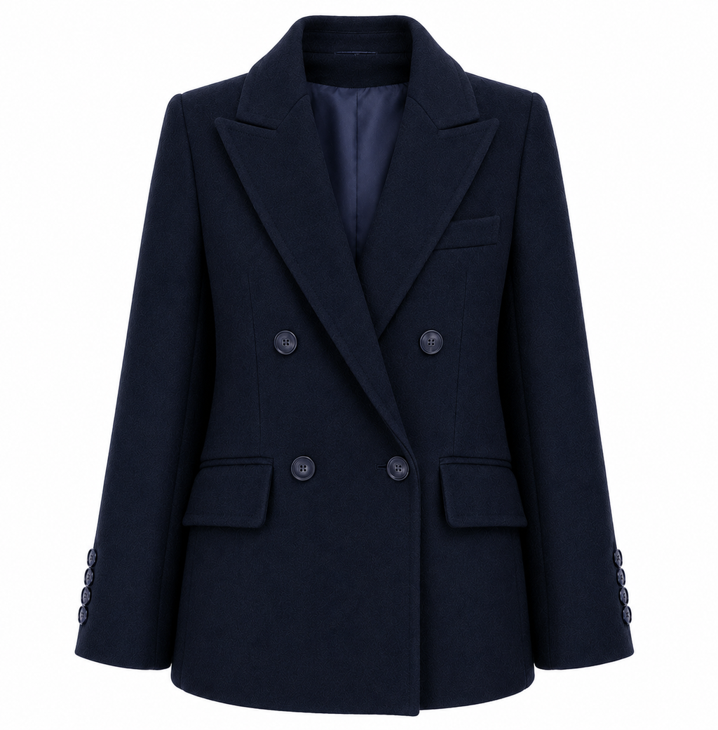 Loro Piana Fabric Women Coat Short Double-Breasted Blue