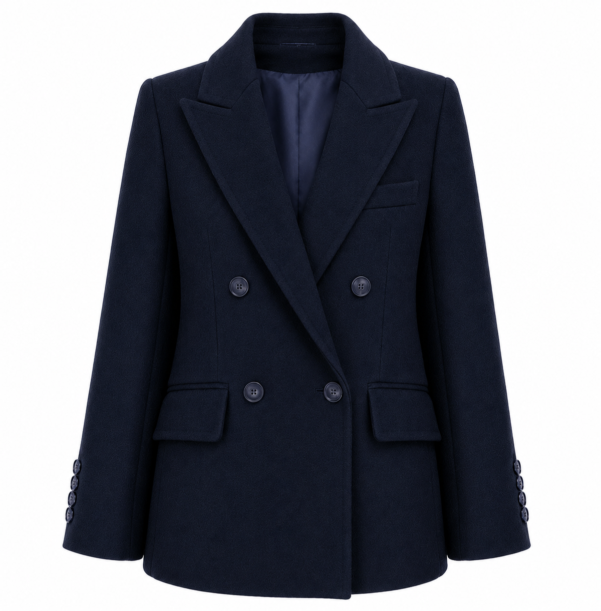 Loro Piana Fabric Women Coat Short Double-Breasted Blue