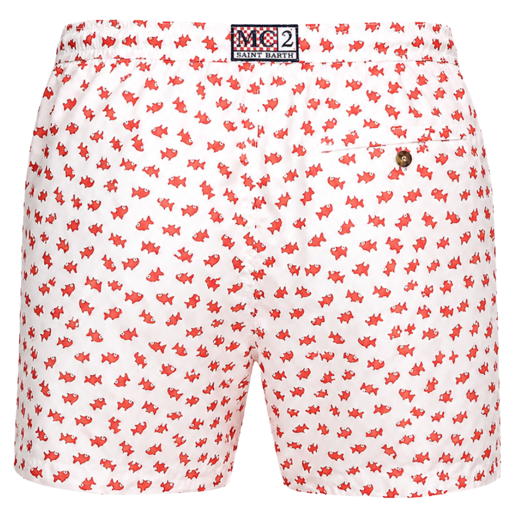 MC2 Saint Barth Men Swimsuit Picture Fish White