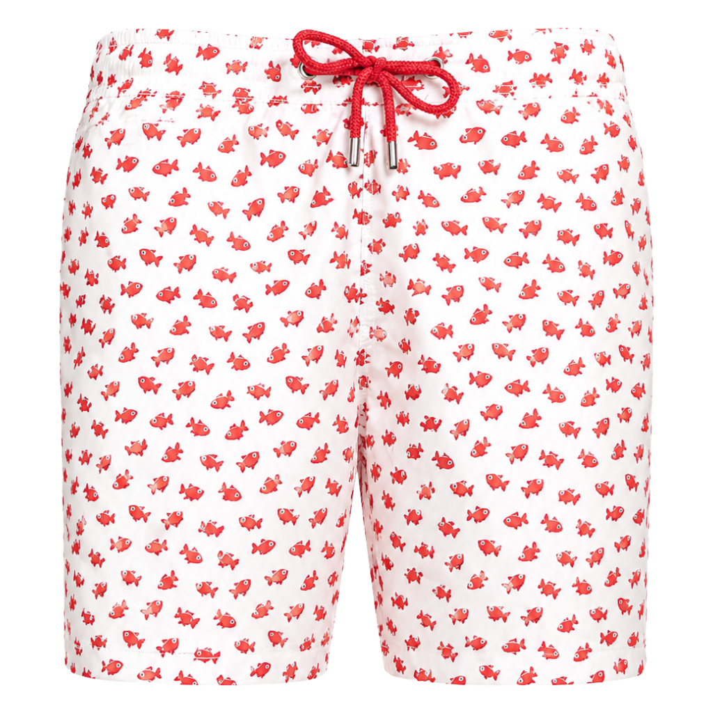MC2 Saint Barth Men Swimsuit Picture Fish White