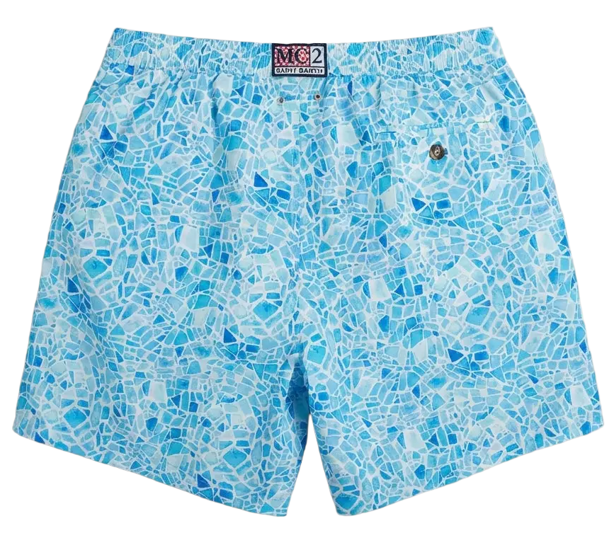 MC2 Saint Barth Men Micro Patterned Mosayck Swimwear Light Blue