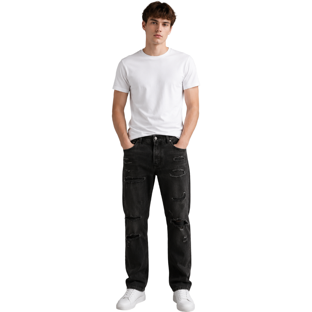 Dolce & Gabbana Men Jeans Ripped Regular Black