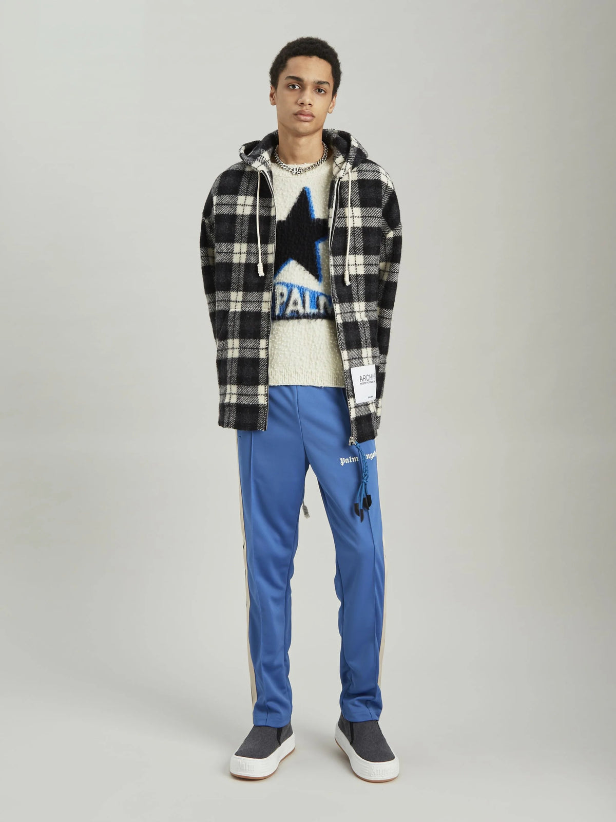 Palm Angels Men Archive Check Sweatshirts Black
