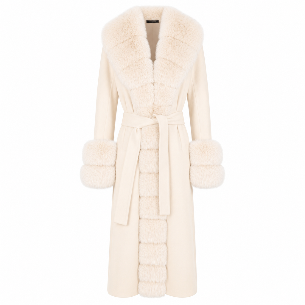 Loro Piana Fabric Women Coat Pelliccia Beige