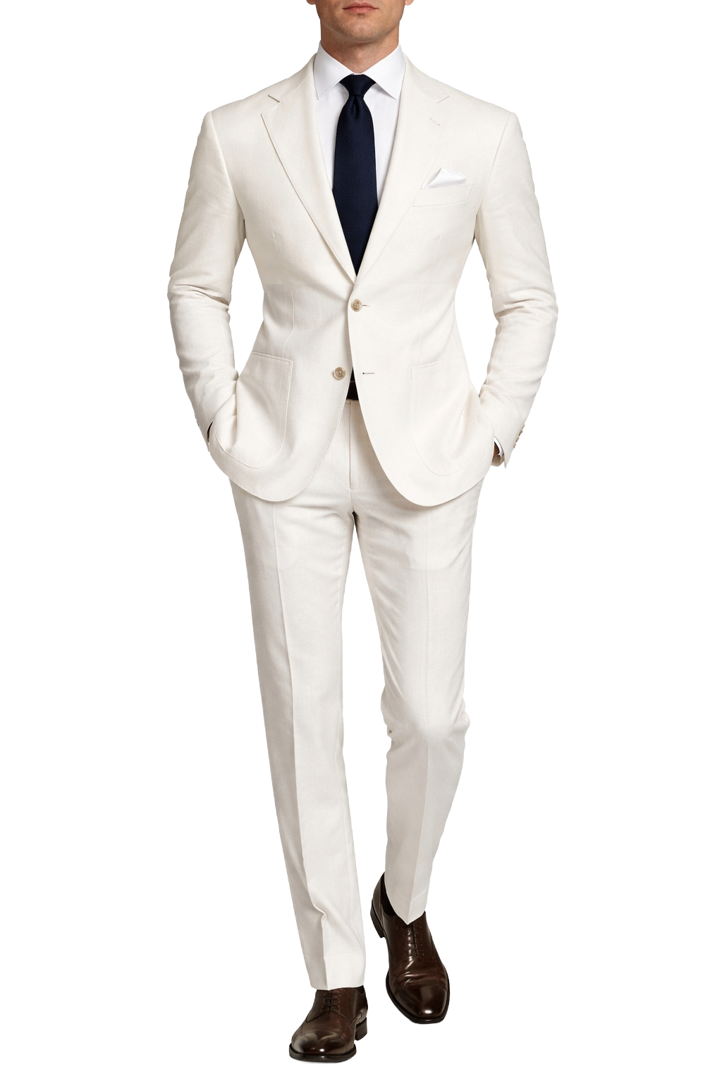 Loro Piana Fabric Men Suit Wool Silk White