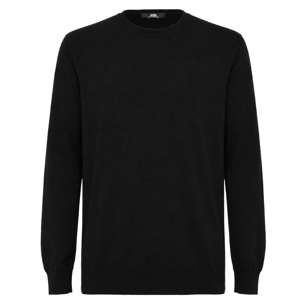 Alpha Studio Men Knit Crew Neck Merinos Black