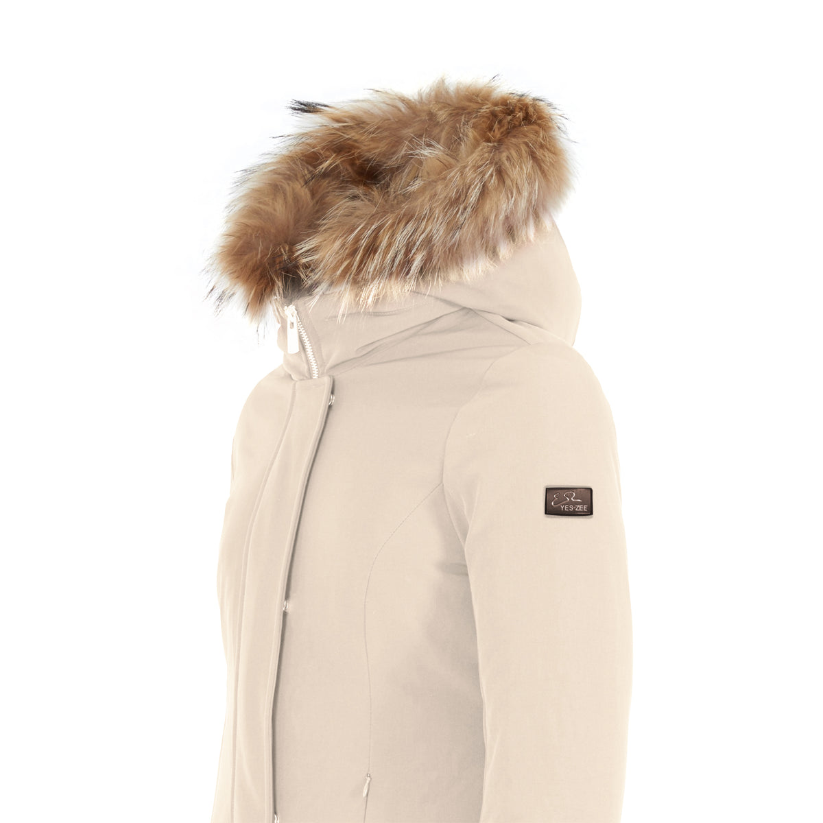 Yes Zee Women Down Jacket Long Pelo White