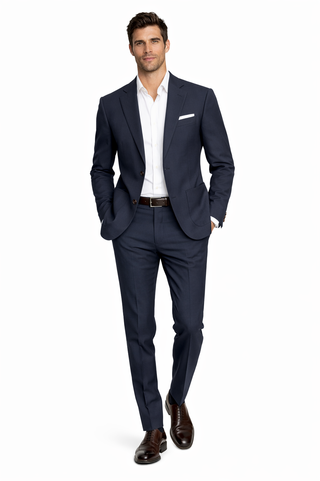 Loro Piana Fabric Men Suit Wool Blue