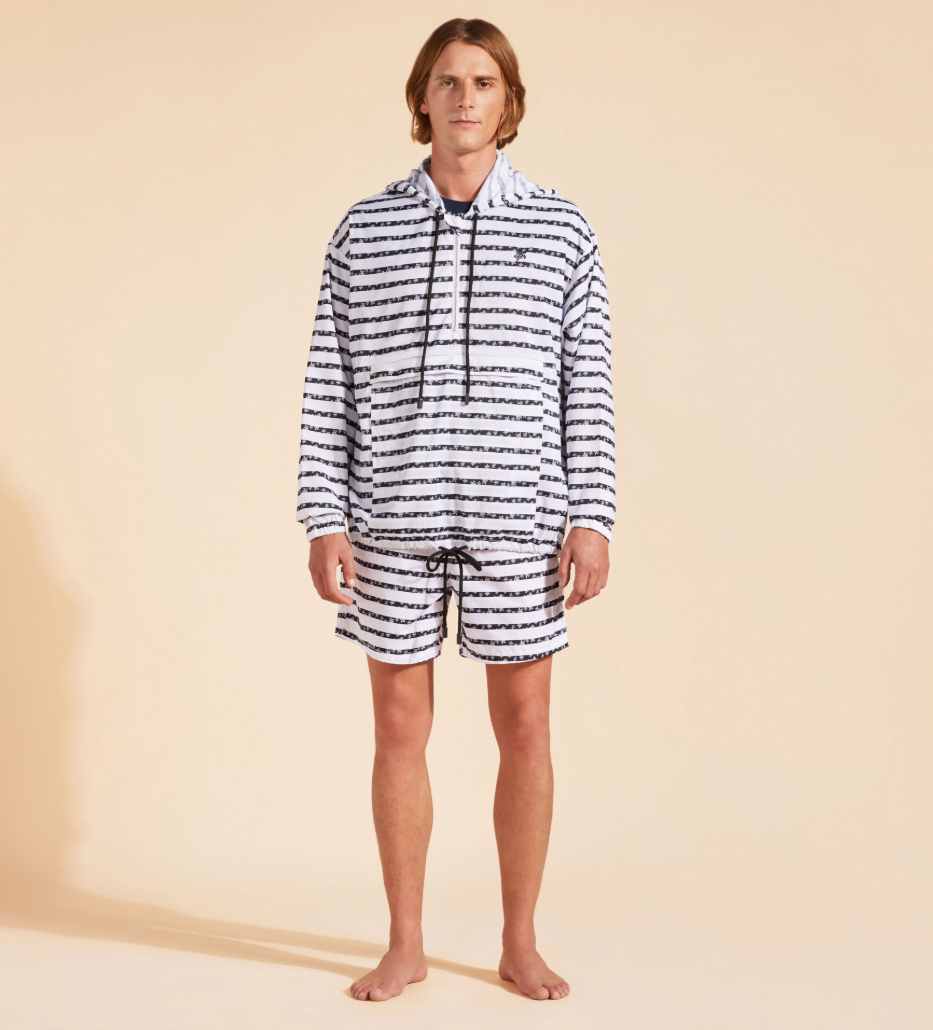 Vilebrequin Men Striped Turtle Round Micro Jacket White