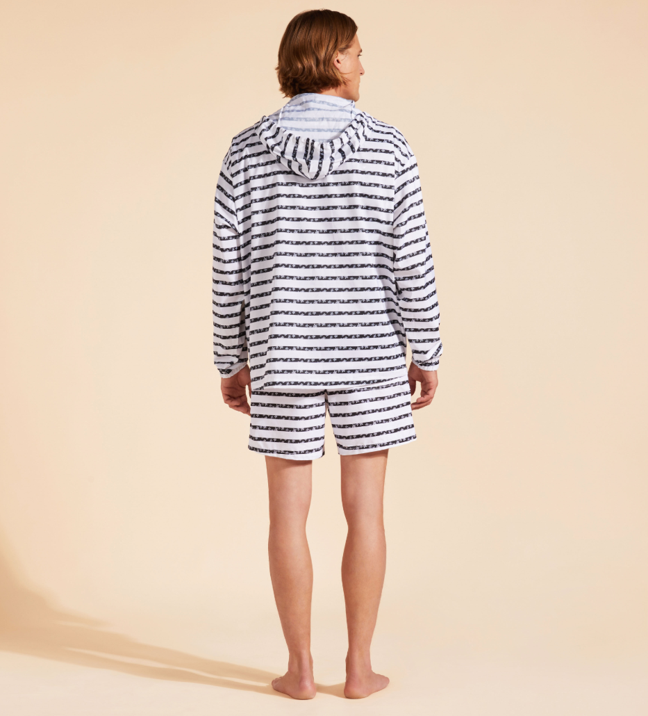 Vilebrequin Men Striped Turtle Round Micro Jacket White