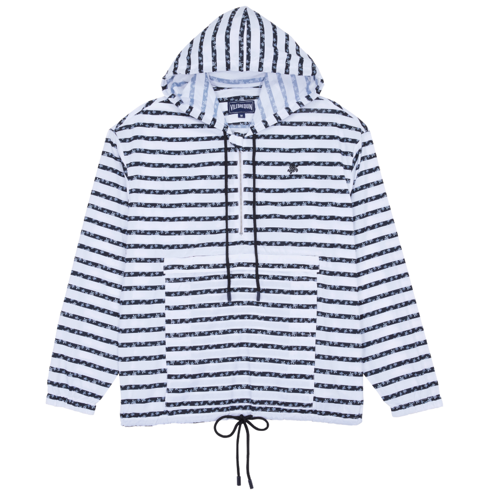 Vilebrequin Men Striped Turtle Round Micro Jacket White
