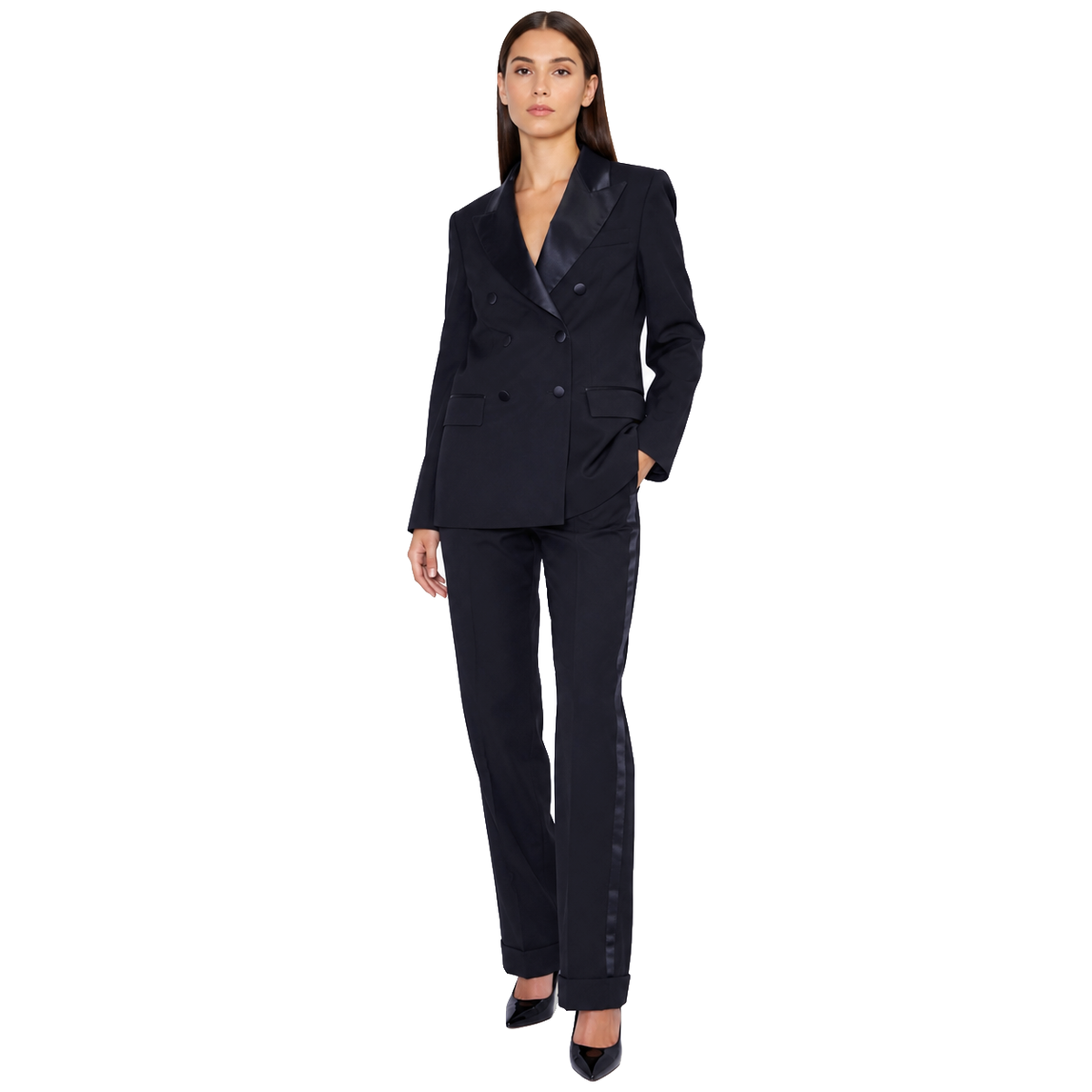 Loro Piana Fabric Women Suit Double-Breasted Blue