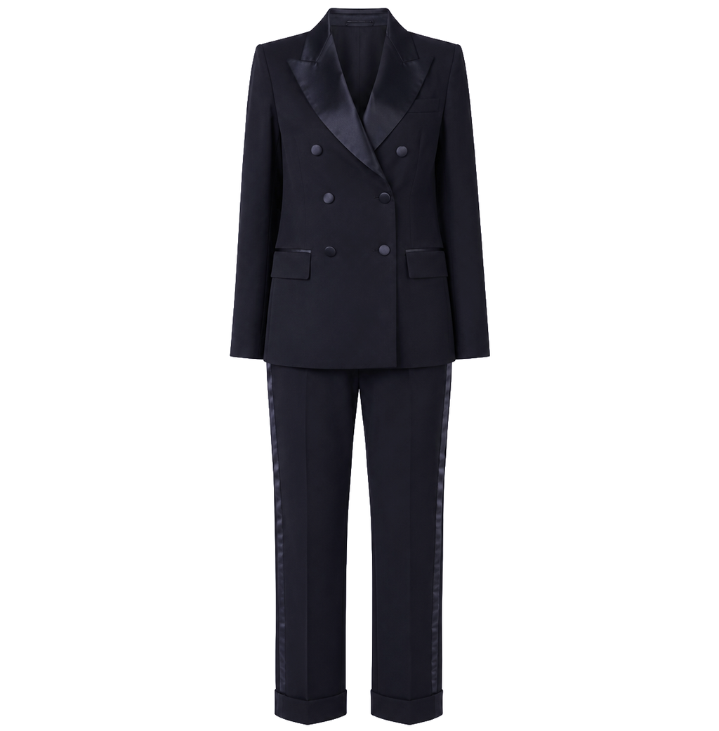 Loro Piana Fabric Women Suit Double-Breasted Blue