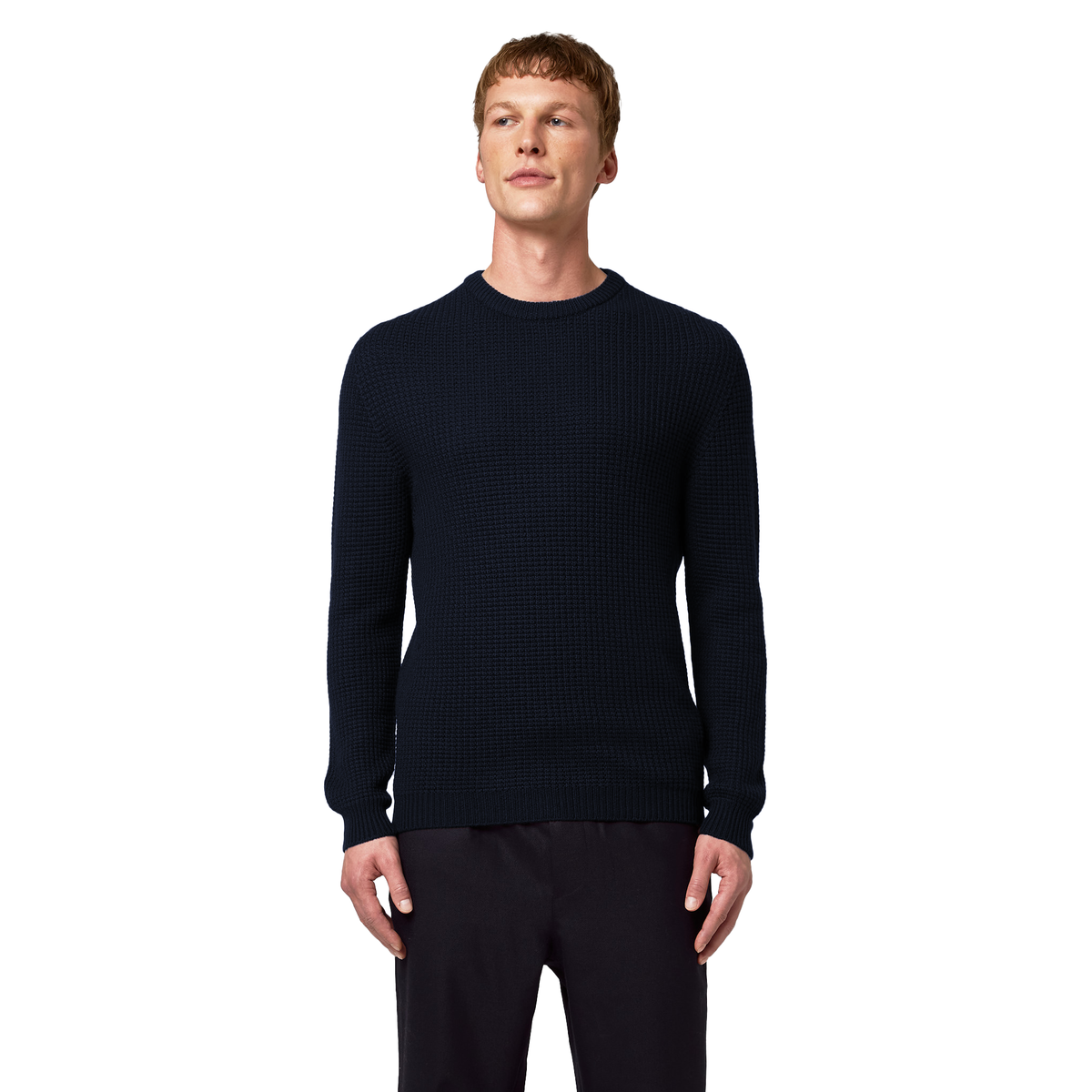 Alpha Studio Men Knit Crew Neck Punto Integrale Blue