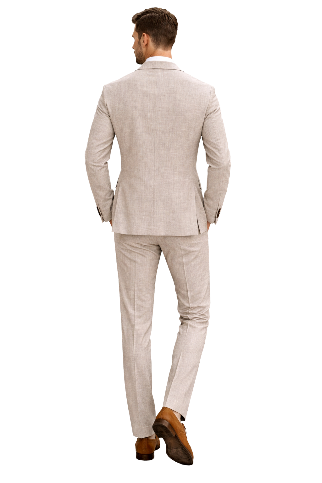 Loro Piana Fabric Men Suit Blend Wool Silk Beige