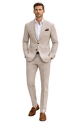 Loro Piana Fabric Men Suit Blend Wool Silk Beige
