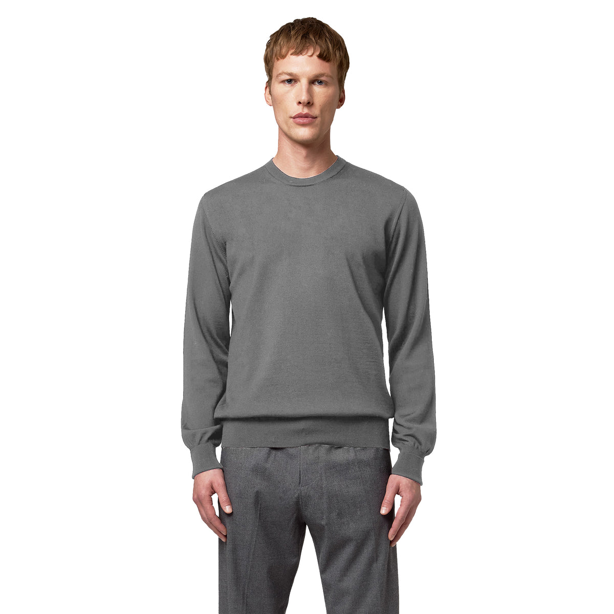 Alpha Studio Men Knit Crew Neck Toppe Grey