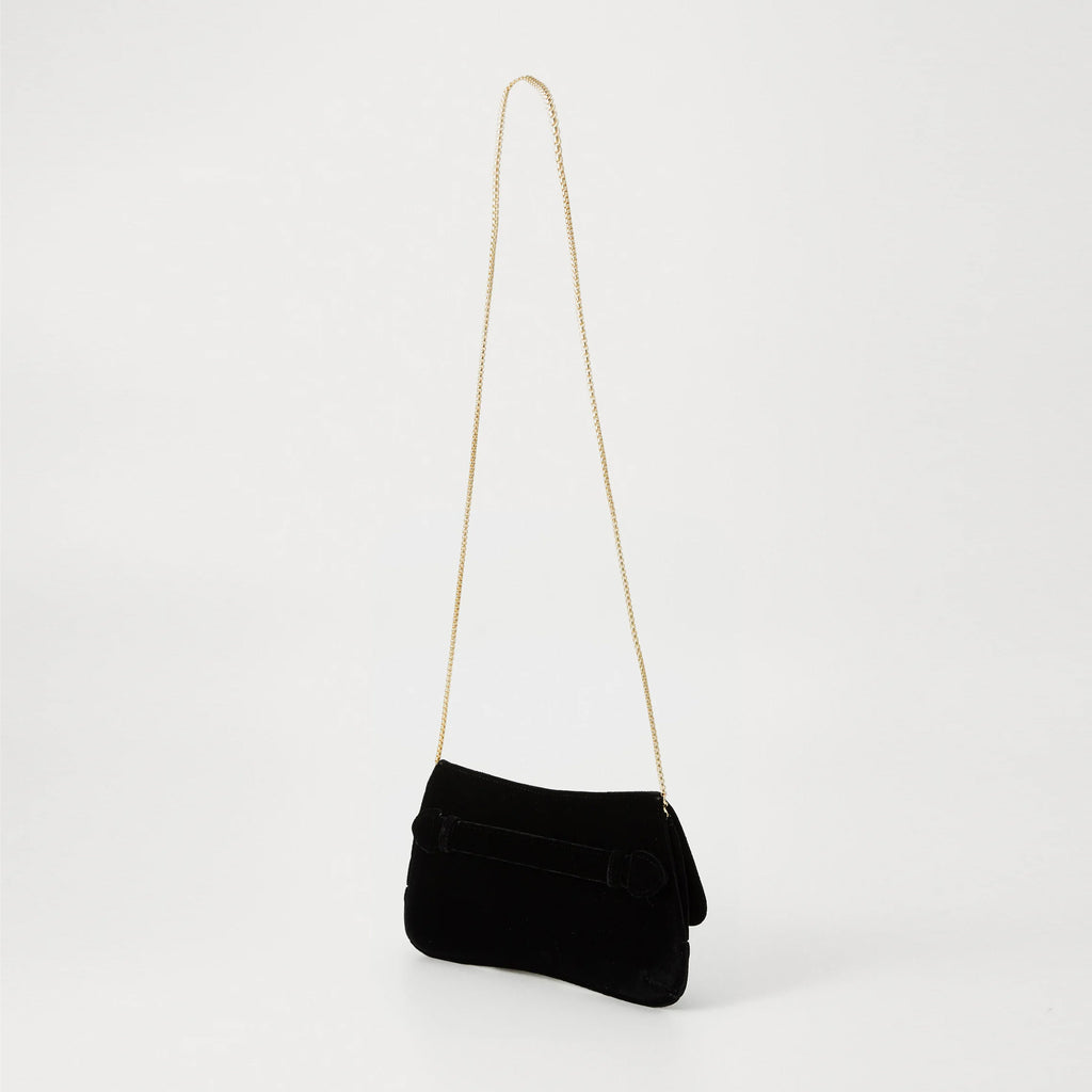 Emporio Armani Women Clutch Plain Velvet Black