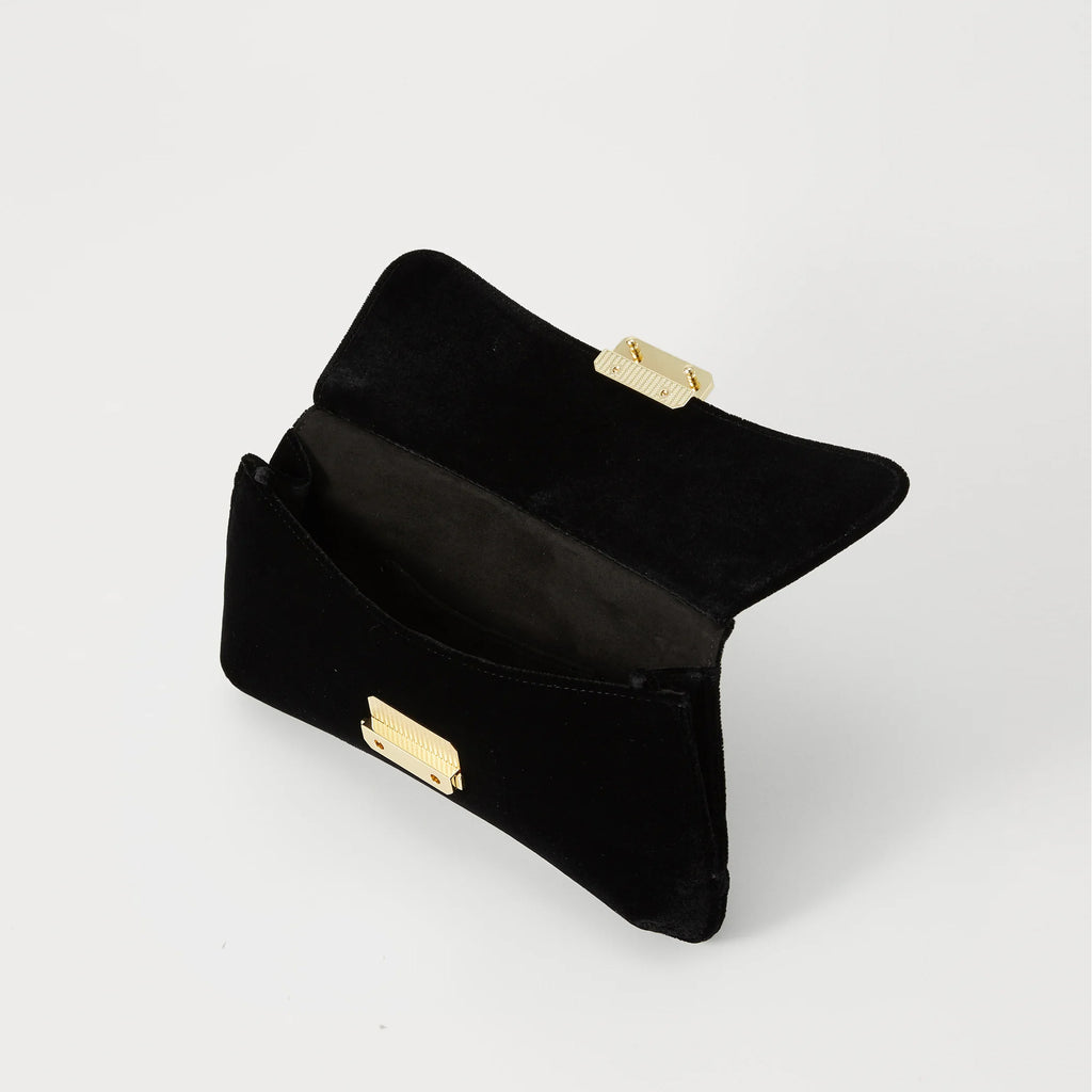 Emporio Armani Women Clutch Plain Velvet Black