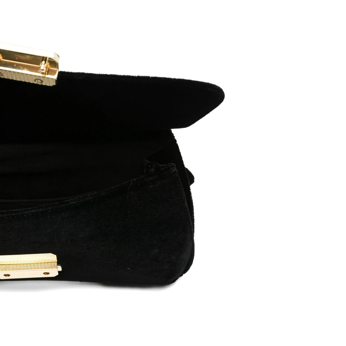 Emporio Armani Women Clutch Plain Velvet Black