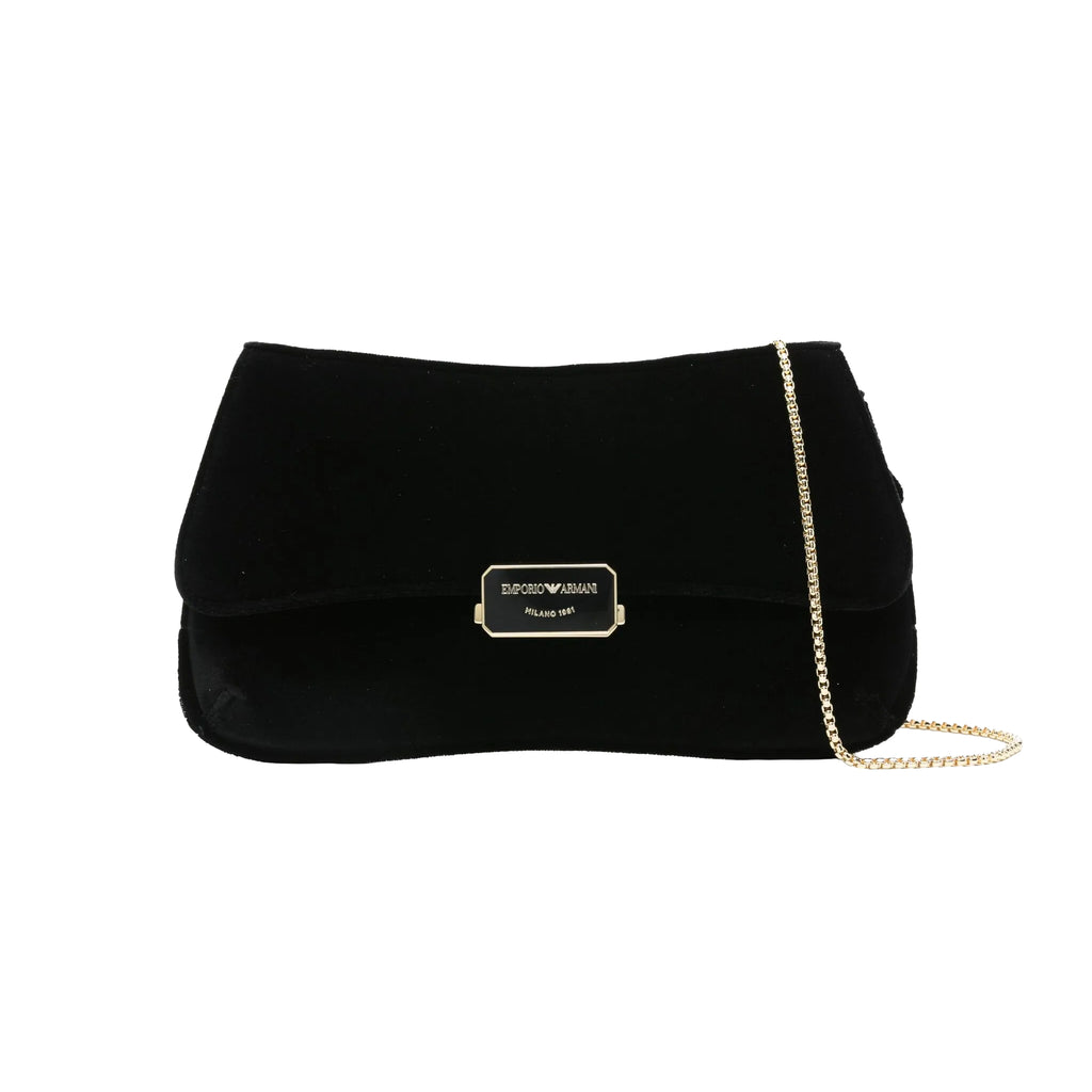 Emporio Armani Women Clutch Plain Velvet Black