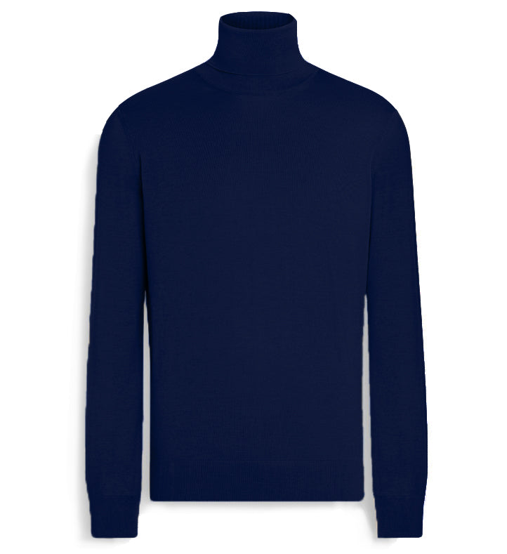 Emilio Romanelli Men Knit Turtleneck Gauge Blue