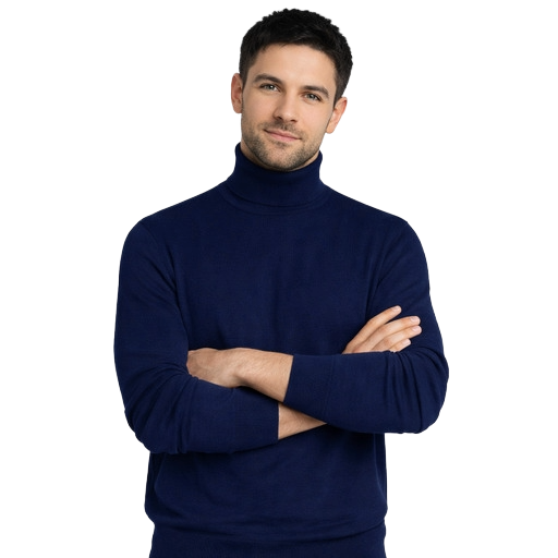 Emilio Romanelli Men Knit Turtleneck Gauge Blue