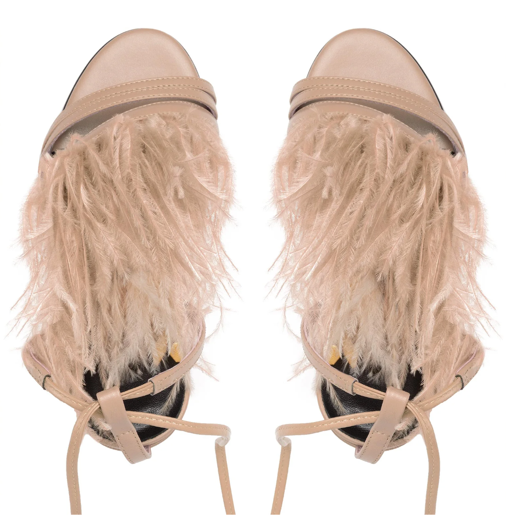 Patrizia Pepe Women Sandali Leather Piume Sandals Beige