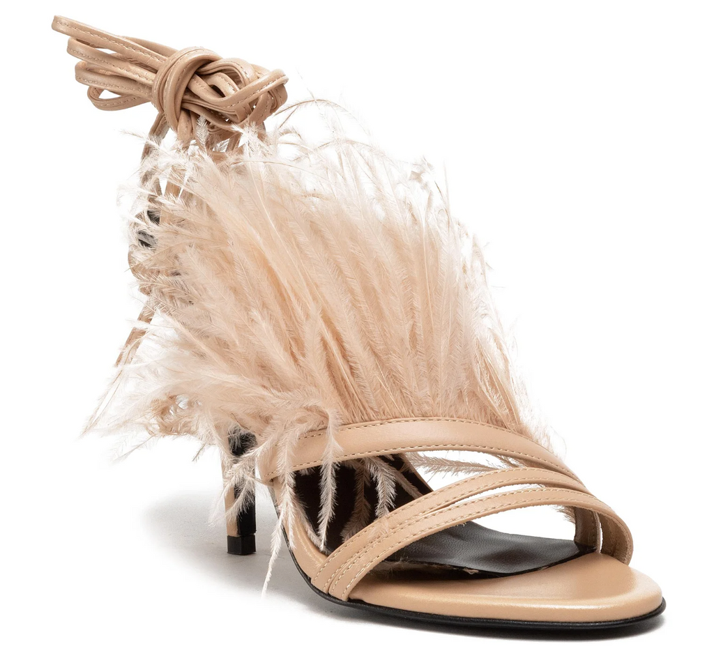 Patrizia Pepe Women Sandali Leather Piume Sandals Beige