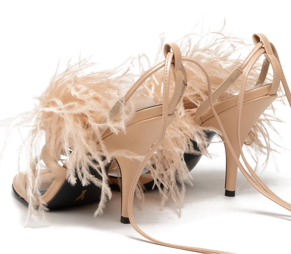 Patrizia Pepe Women Sandali Leather Piume Sandals Beige