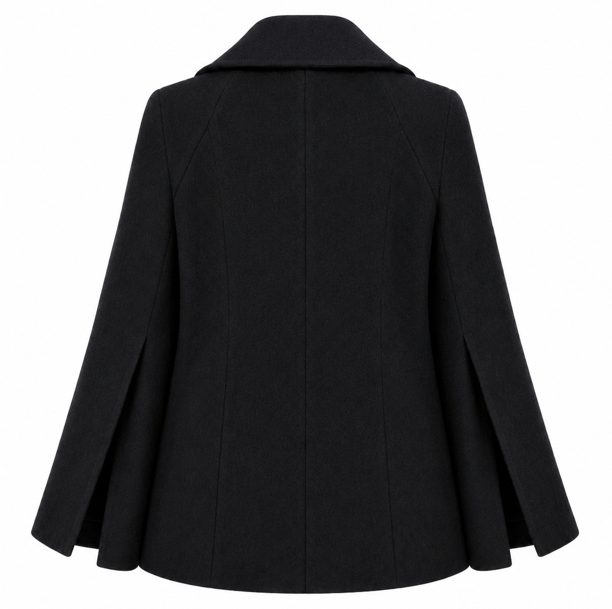 Loro Piana Fabric Women Peacoat Double-Breasted Kimono Coats Black