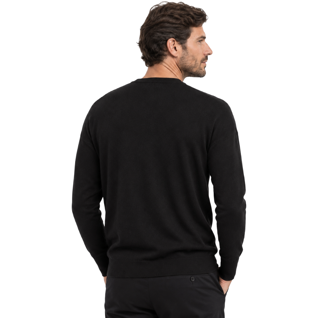 Alpha Studio Men Knit Crew Neck Bottoni Black