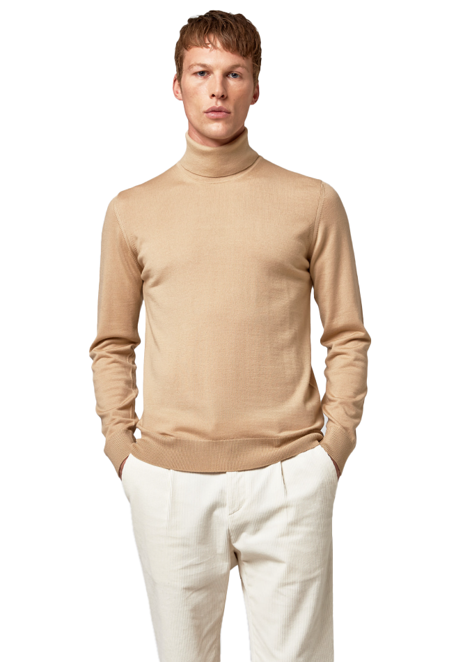 Alpha Studio Men Knit Turtleneck Beige