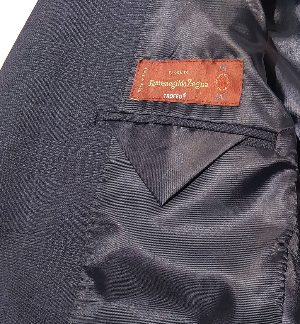 Ermenegildo Zegna Fabric Men Suit Wool Principe Galles Blue