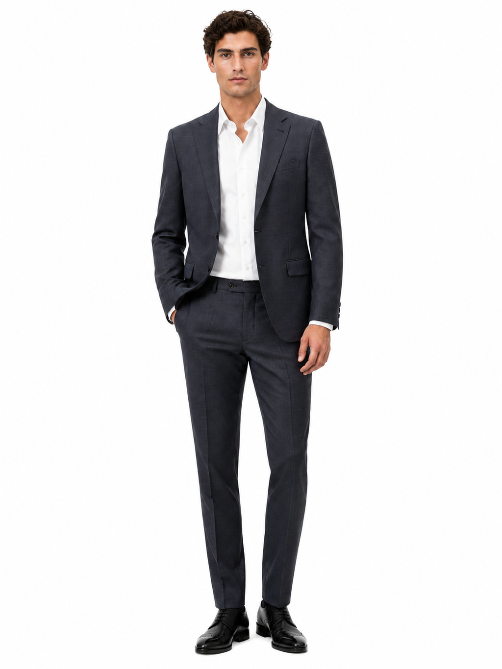 Ermenegildo Zegna Fabric Men Suit Wool Principe Galles Blue