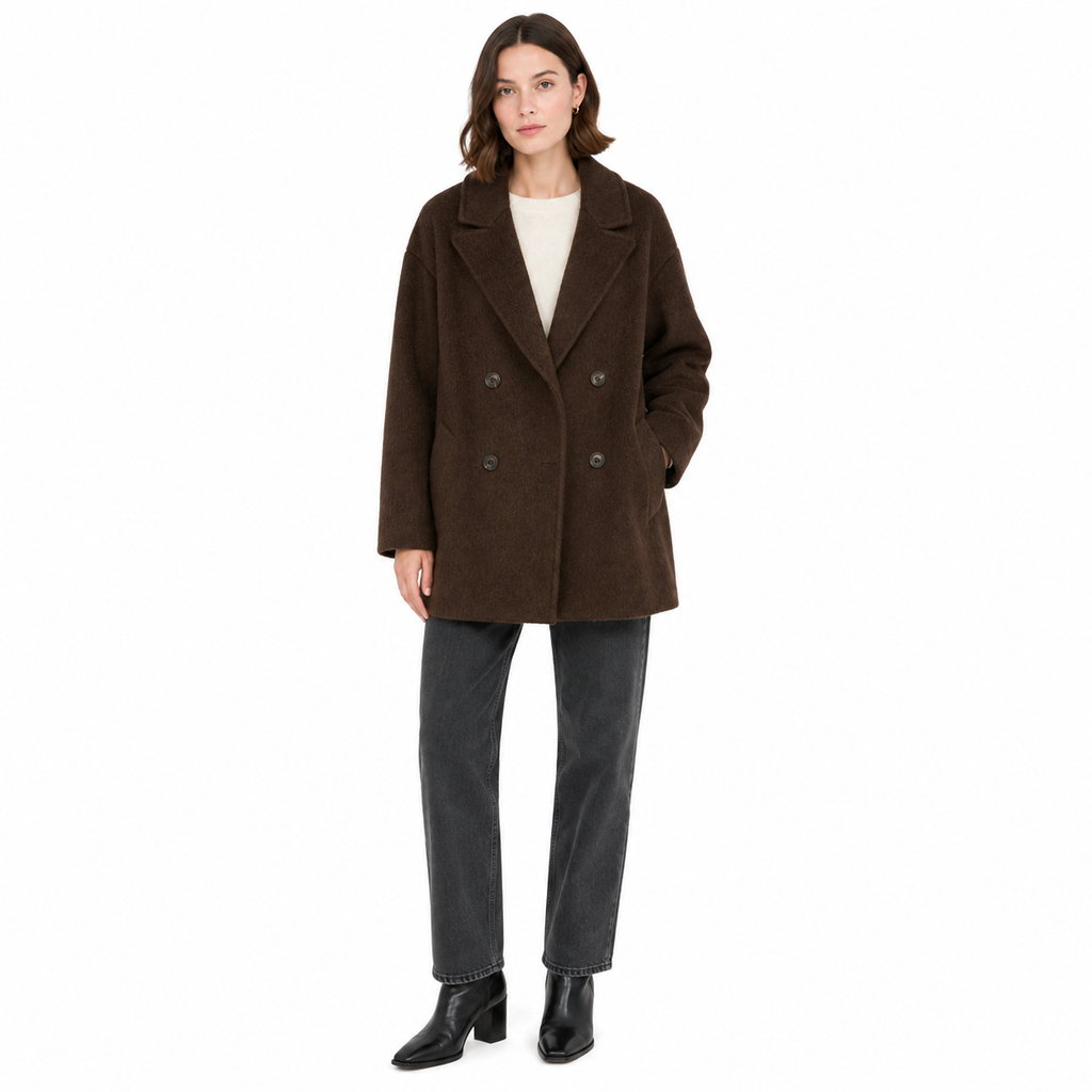Bagutta Women Coat Wool Double-Breasted Brown
