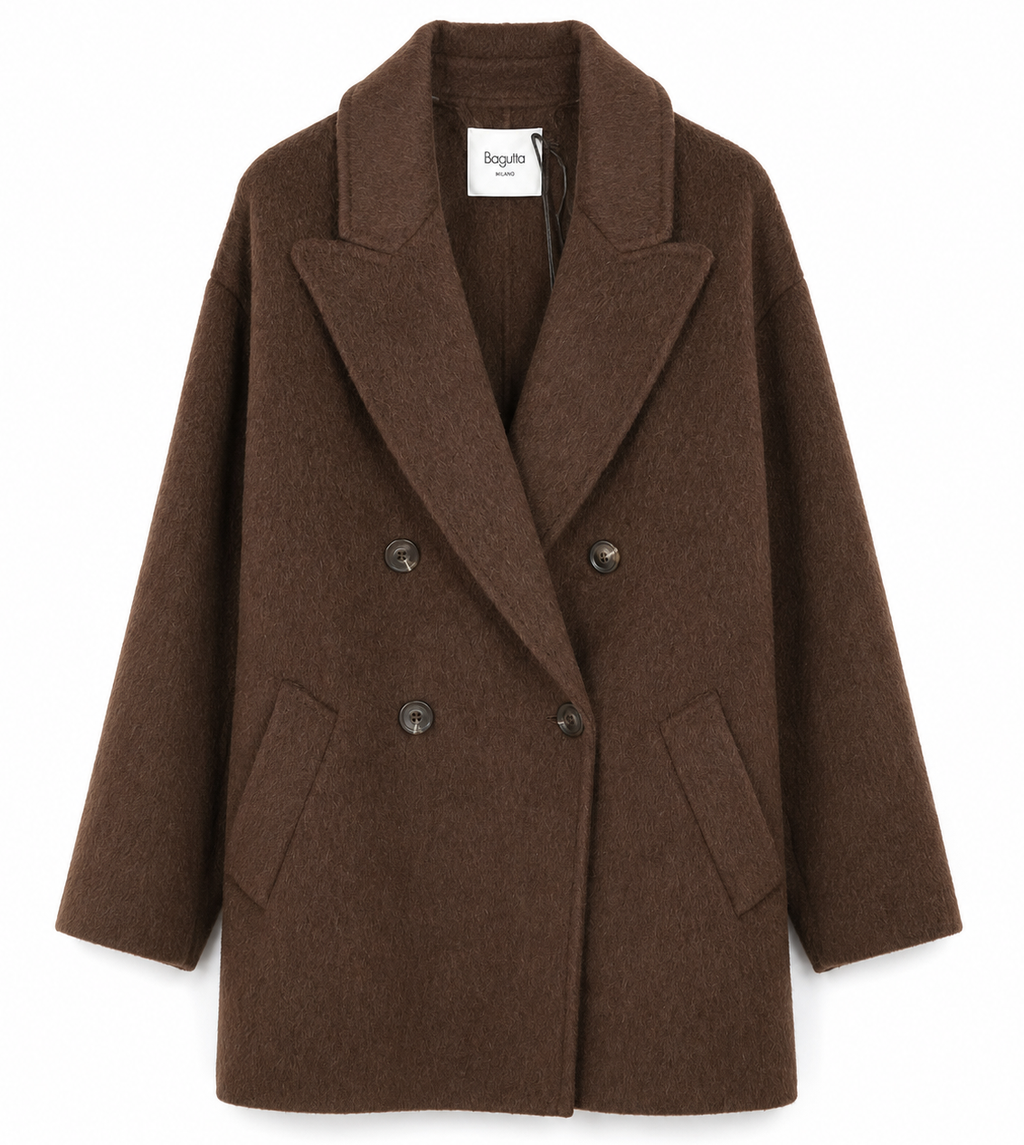 Bagutta Women Coat Wool Double-Breasted Brown