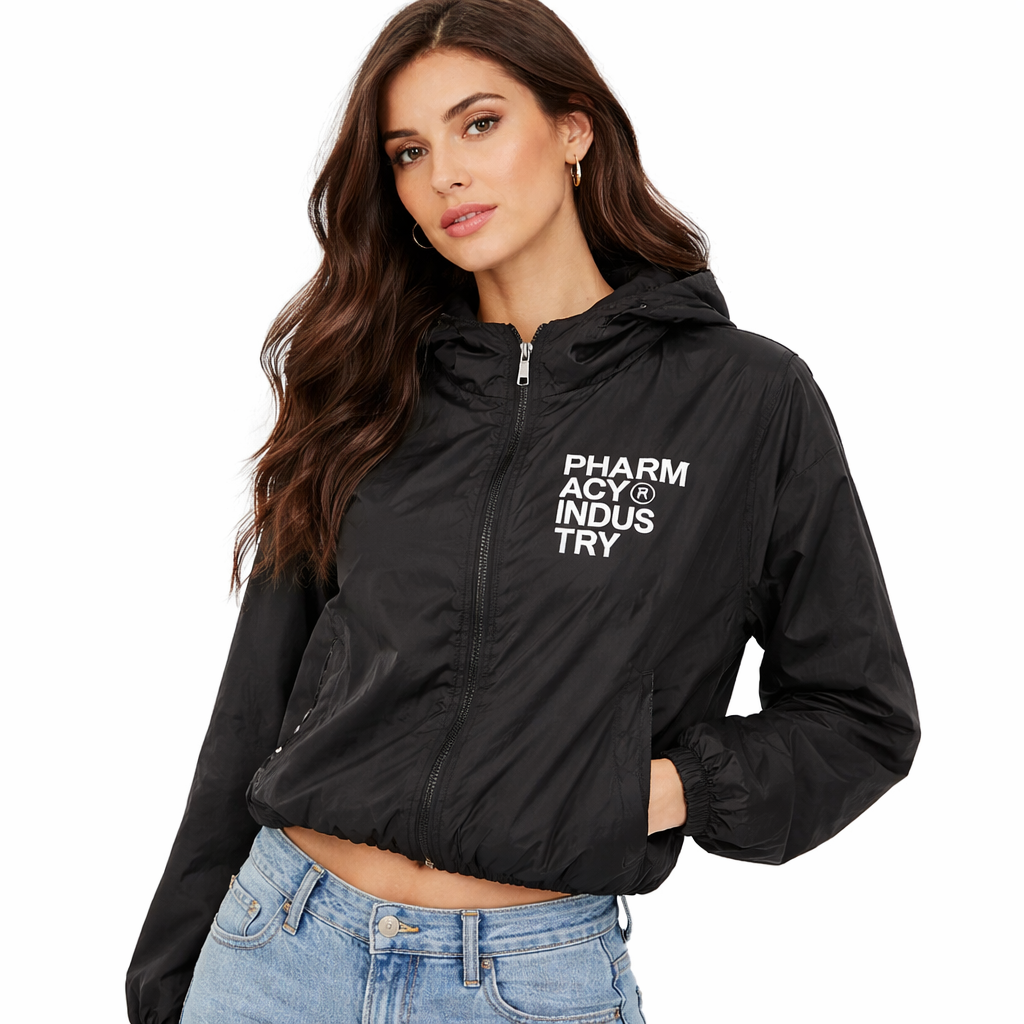 Pharmacy Industry Women Jacket Nylon Hooded Black