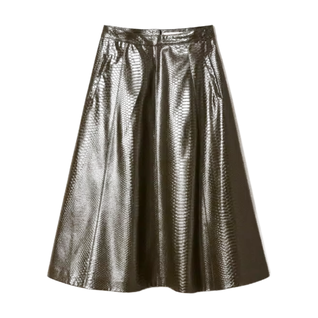 Twinset Women Skirt Longuette Texture Animalier Green