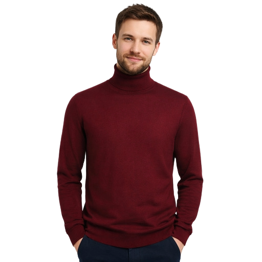 Emilio Romanelli Men Knit Turtleneck Gauge Red