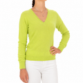 Emilio Romanelli Women Knit Cashmere V-Neck Yellow