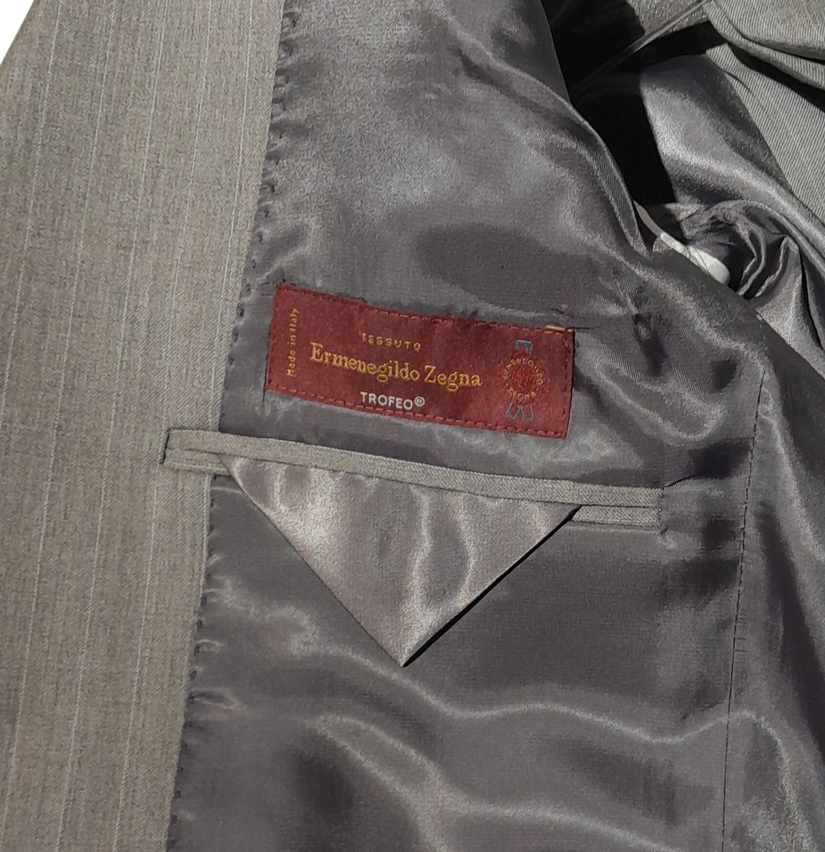 Ermenegildo Zegna Fabric Men Suit Wool Pinstripe Grey
