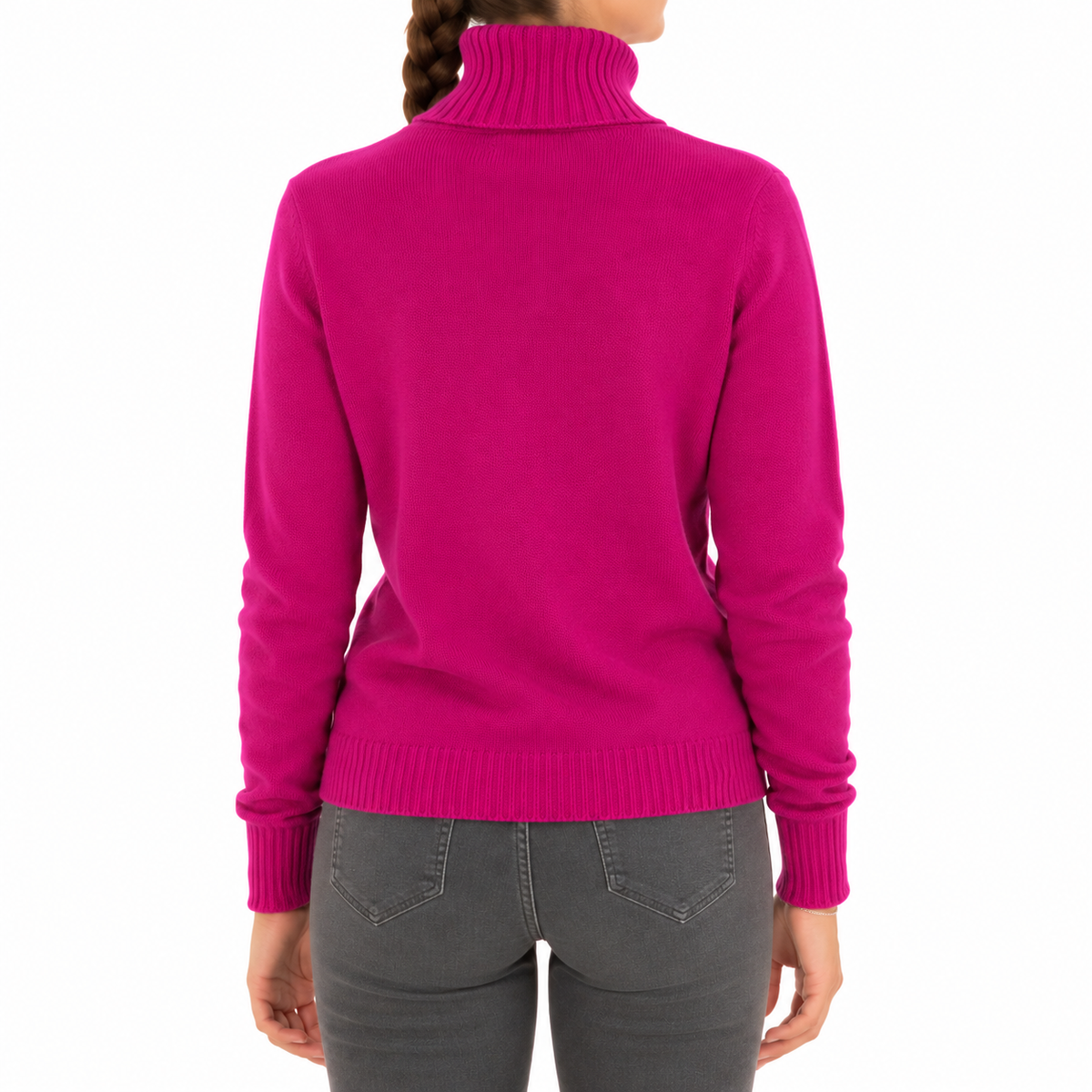 Emilio Romanelli Women Knit Cashmere Turtleneck Fuchsia