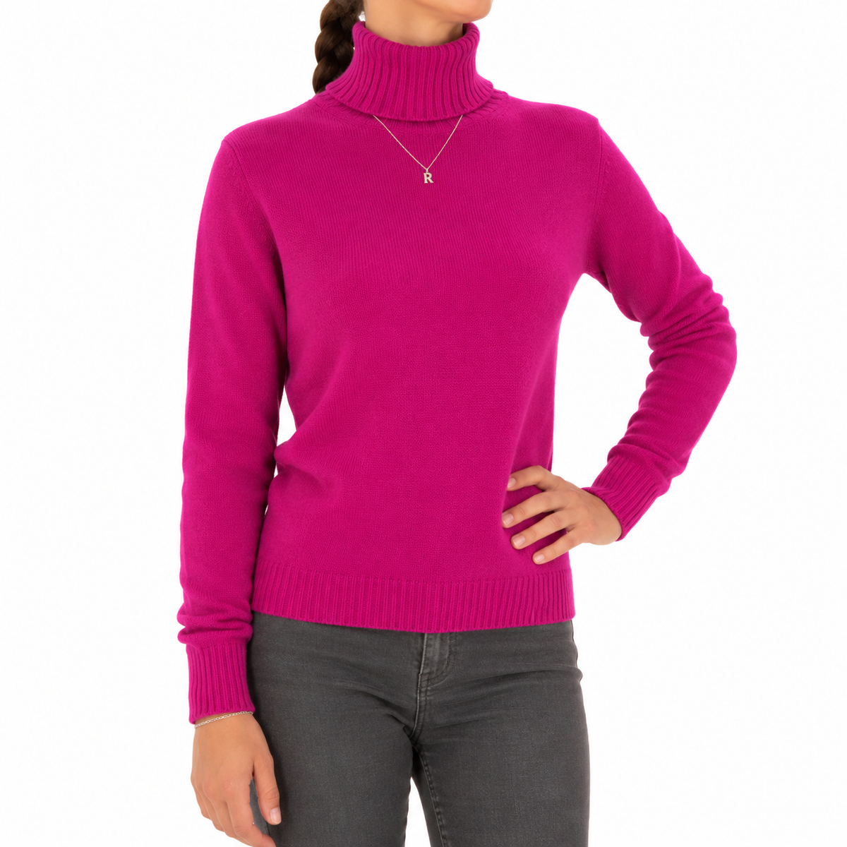 Emilio Romanelli Women Knit Cashmere Turtleneck Fuchsia