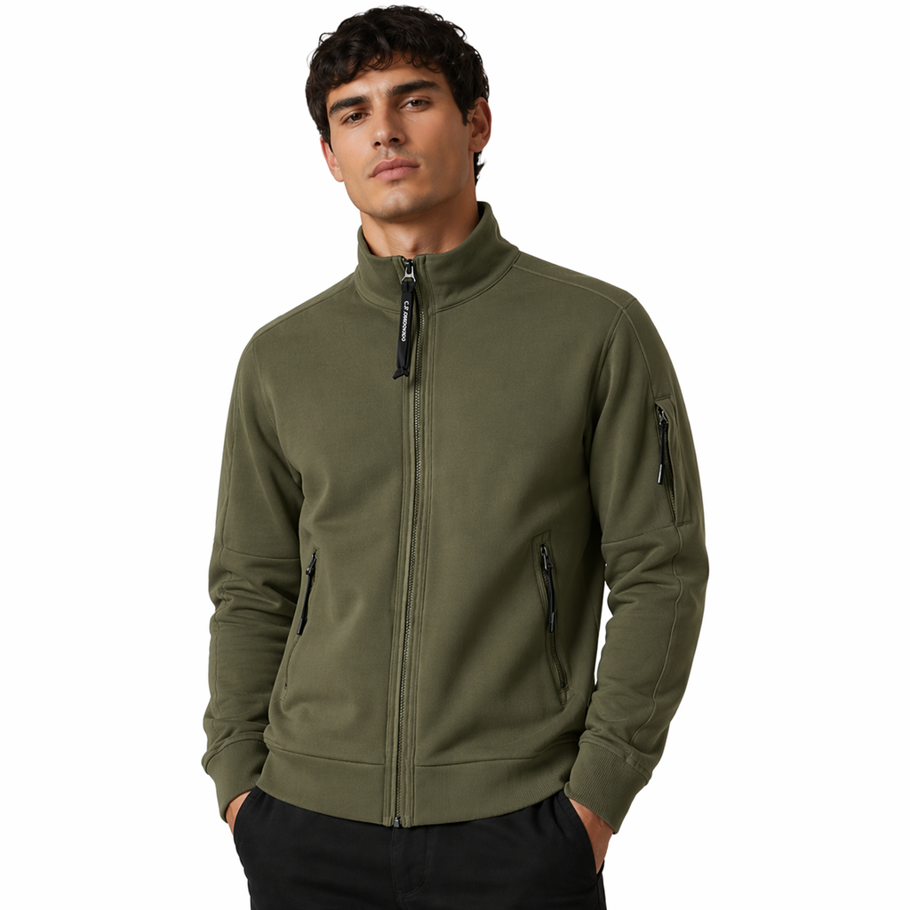 C.P. Company Men Sweatshirt Polo Collar Green