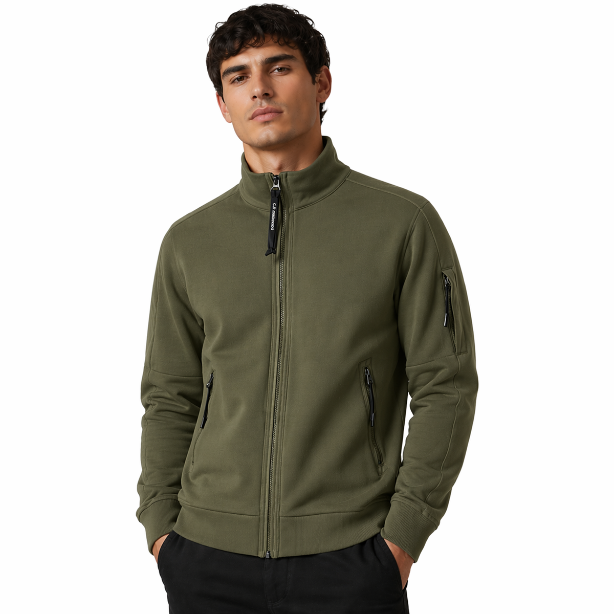 C.P. Company Men Sweatshirt Polo Collar Green