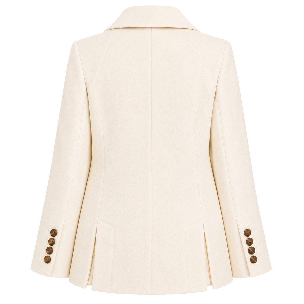 Loro Piana Fabric Women Coat Short Double-Breasted Cream White