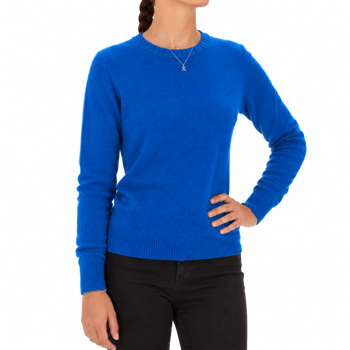 Emilio Romanelli Women Knit Cashmere Crew Neck Blue